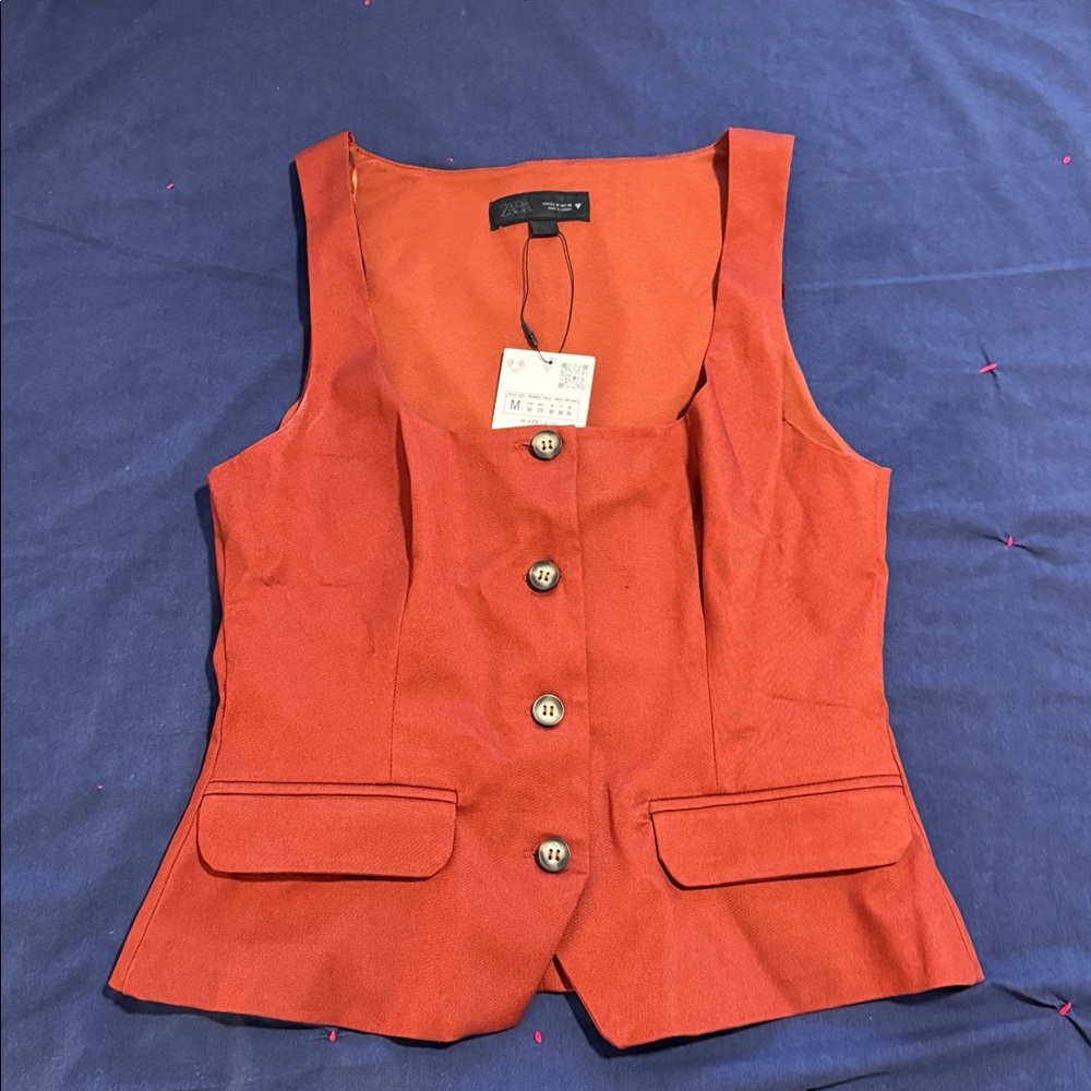Terracotta Button-Up Vest